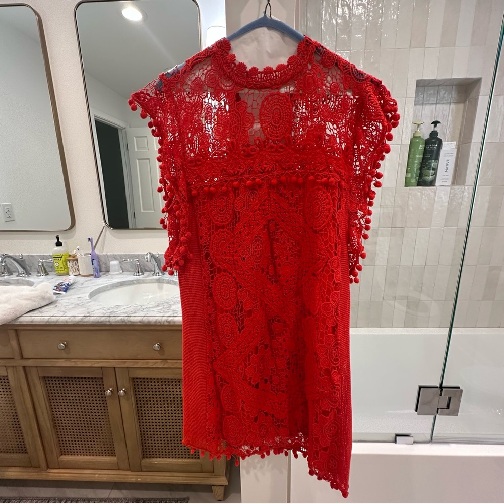 Tularosa Vibrant Red Lace Dress